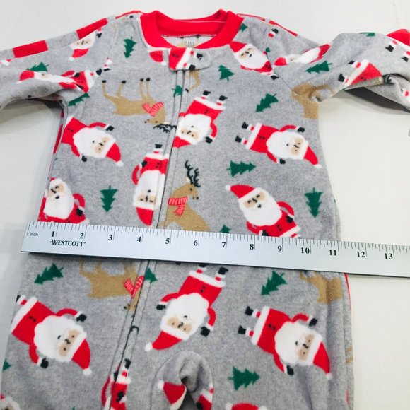 2 Pack Just One You Made By Carter's Baby Size 9 Month Santa Footed Pajama New - Picture 10 of 16